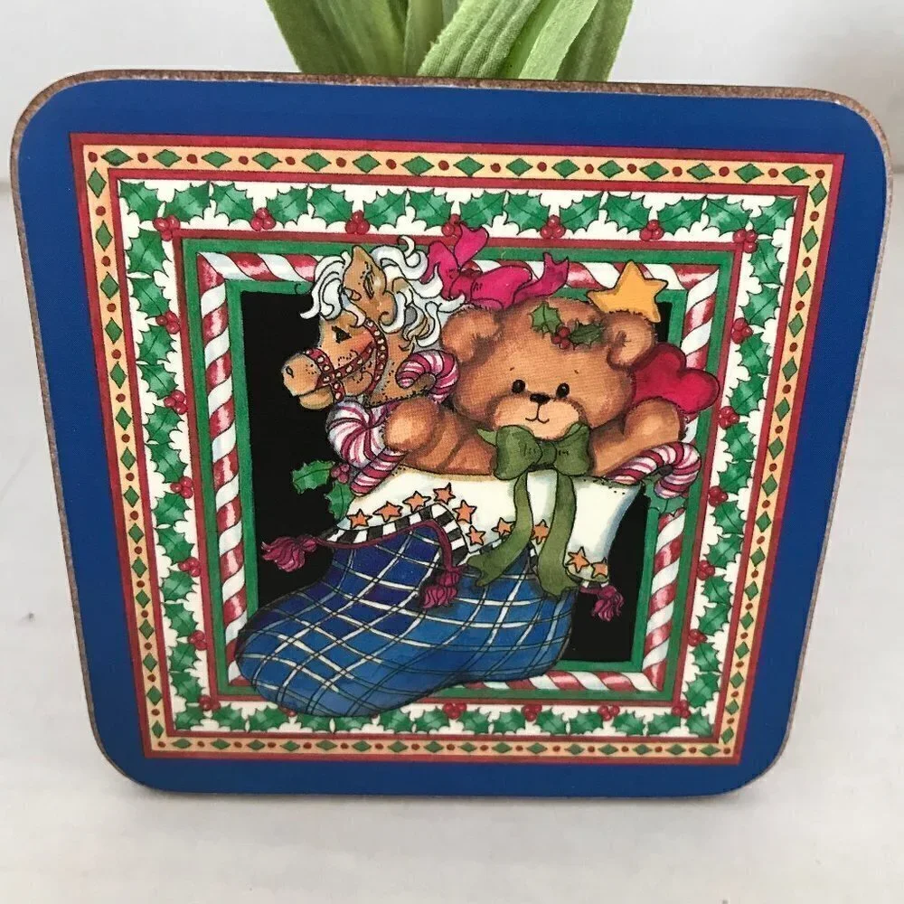 NWOT - Pimpernel Christmas Bears Stocking Coasters From England